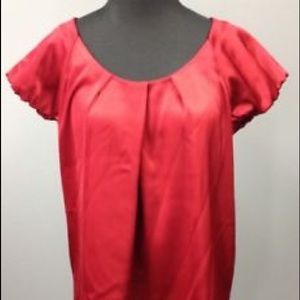 Theory Red satin short sleeve top